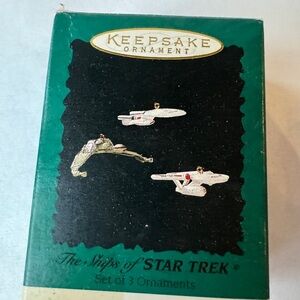 VTG 1995 Hallmark Keepsake The Ships of Star Trek Set of 3 Ornaments Enterprise